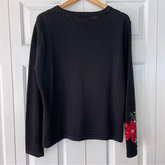 Vintage Victoria Jones Embroidered Poinsettia Embellished Christmas Sweater - Picture 11 of 13